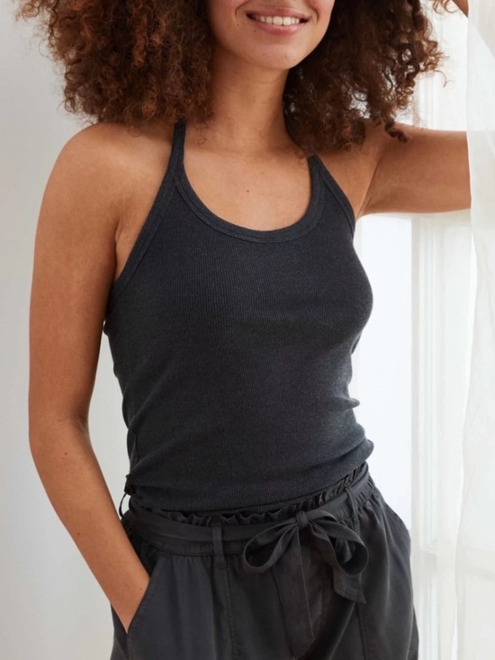 NWT Aerie Ribbed Halter Tank Top - Charcoal Gray